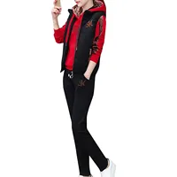 Survêtement Simple pour femmes, épais, taille élastique, lettre imprimée, sweat à capuche, pantalon de Jogging, gilet à fermeture éclair, résistant au froid, 3 pièces/ensemble 3
