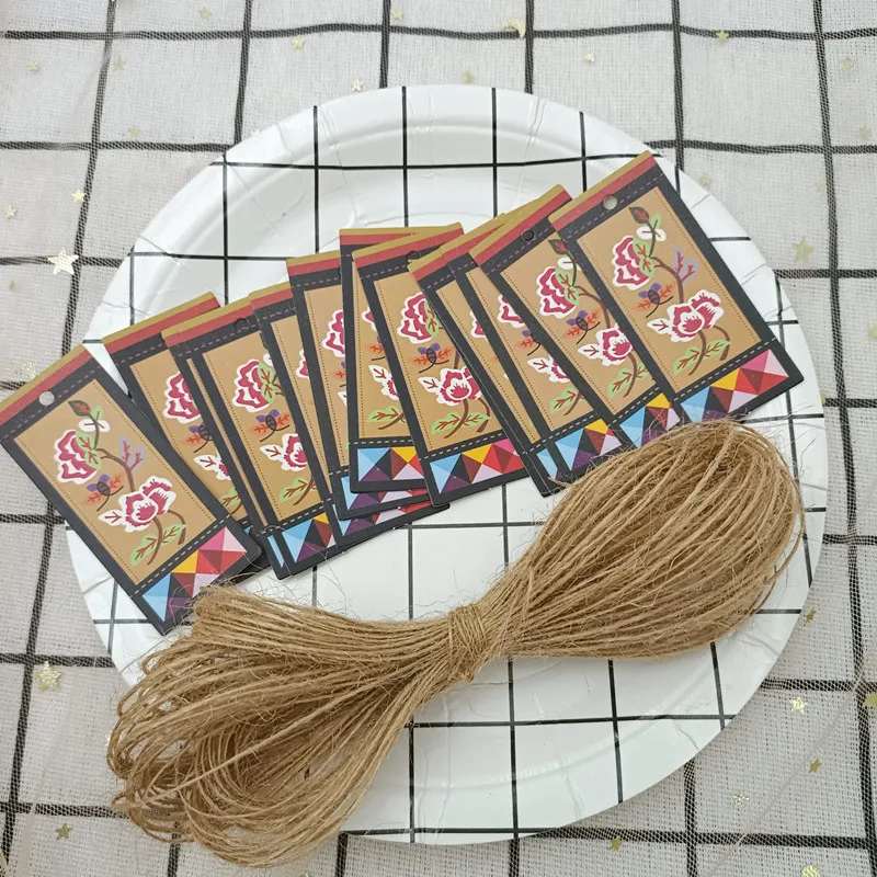 꽃 걸이 태그 종이 카드 가격 라벨, 새해 메리 크리스마스 선물 포장 장식, 사탕 쿠키 포장, 파티 용품, 3x7cm
