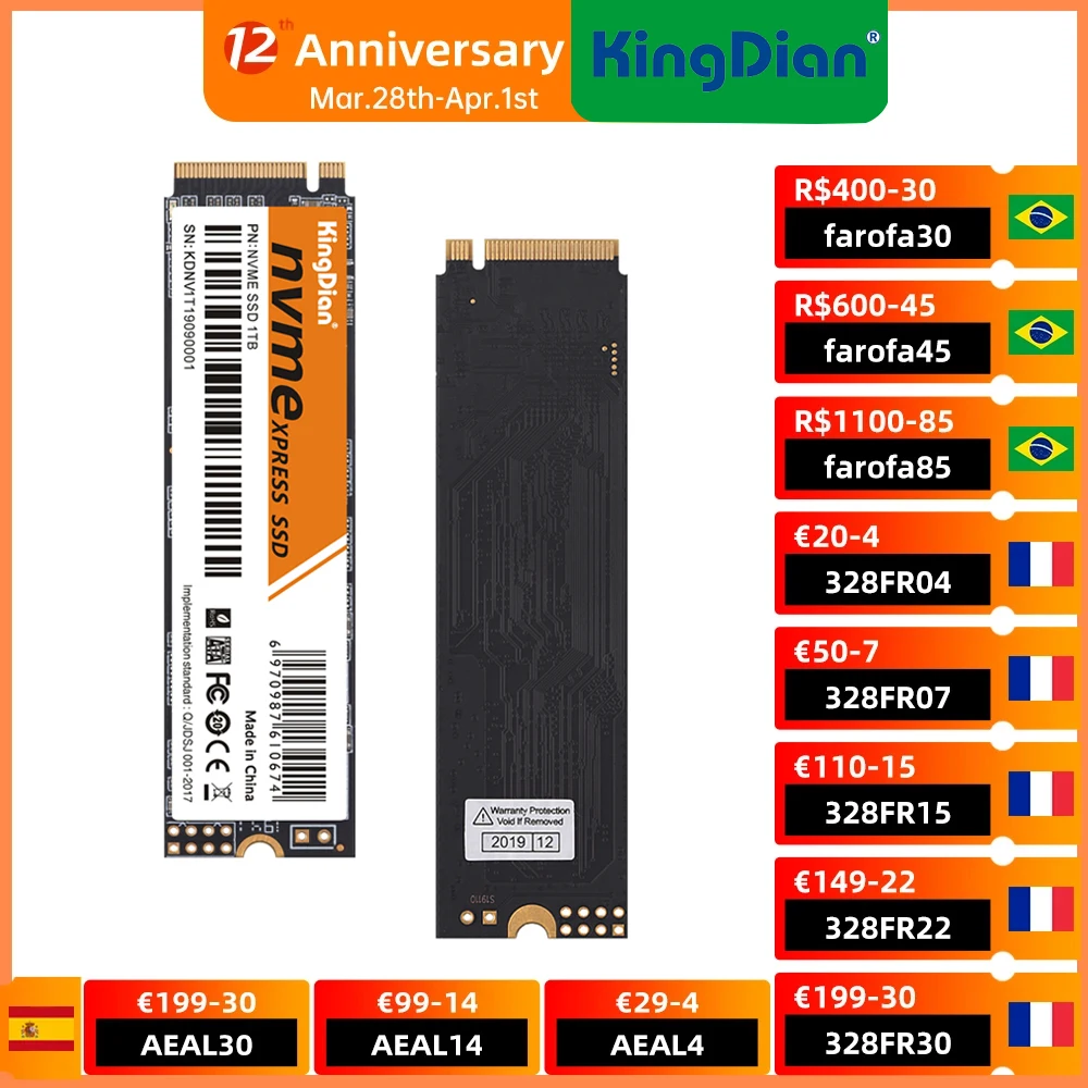 KingDian M.2 PCIE NVME SSD 128GB 256GB 512GB 1TB 2TB 2280 Internal