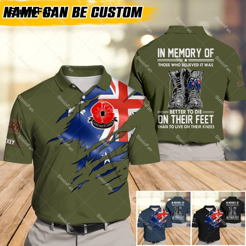 

AUSTRALIAN VETERAN SOLIDER RANK 3D Printed Polo Shirts Mens Tennis Tshirt Summer Turndown Collar Tee Unisex Female Casual Tops