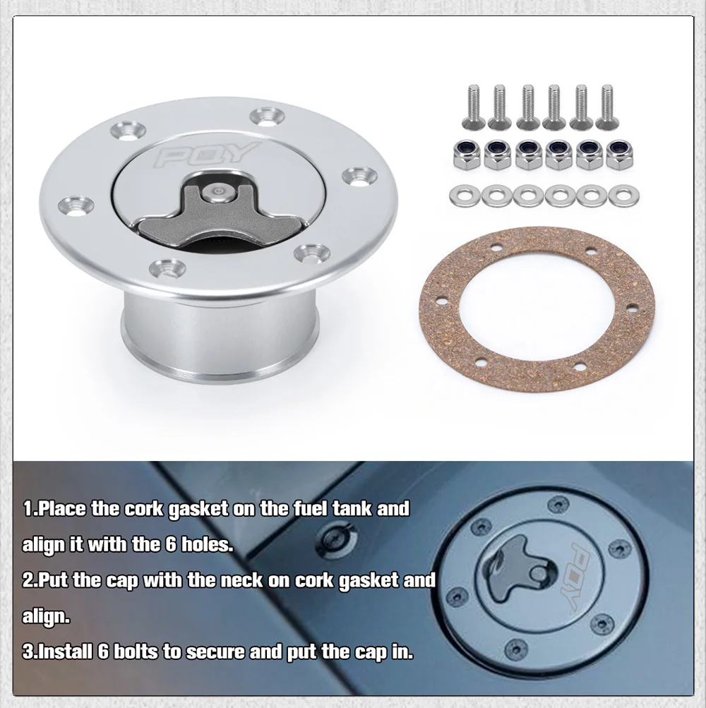 Pqy-neue Aluminium-Billet-Brennstoffzelle/Kraftstoff-Überspannung behälter deckel Unterputz 6 Bolzen Oberflächen oxidations öffnung ID 35,5mm PQY-SLYXG01 – Detail 6