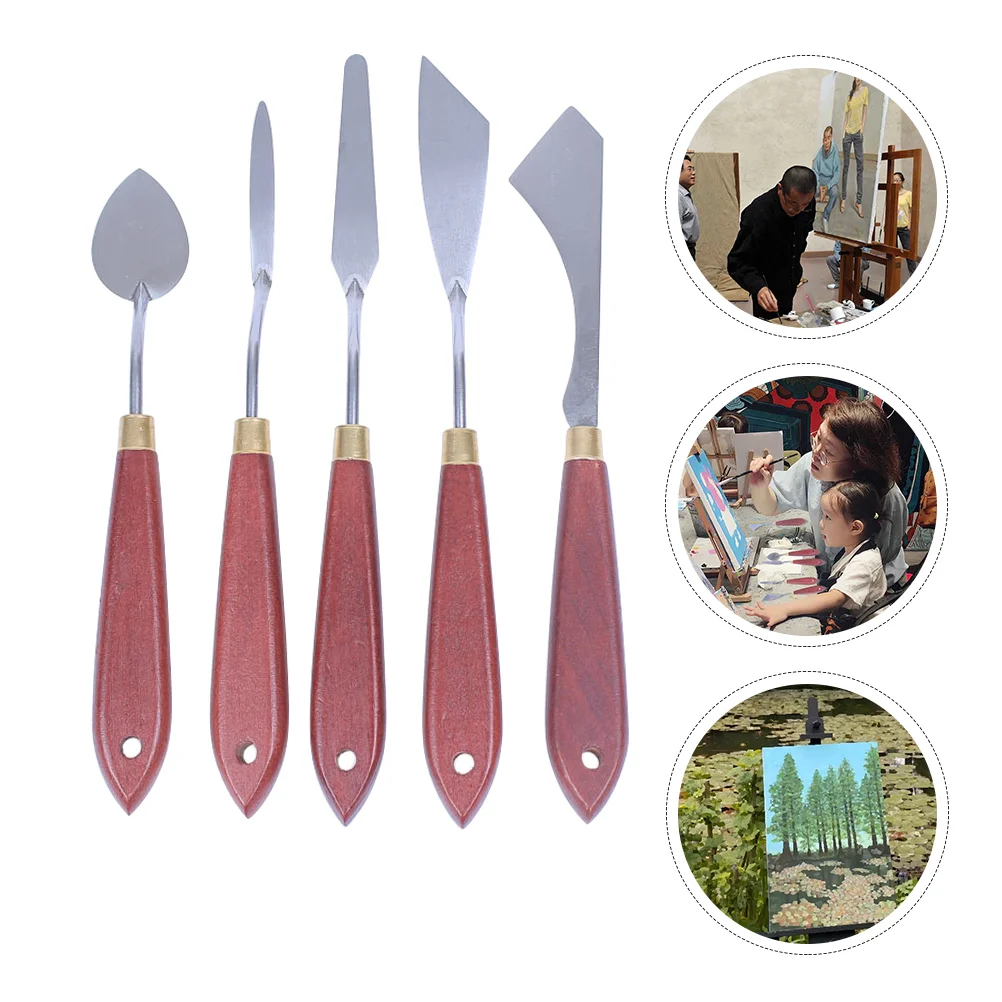 1 set of Wood Handle Painting Spatulas Color Mixing Tool Oil Painting Supplies