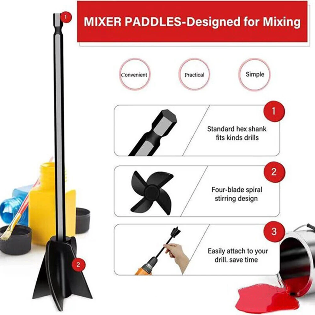 Epoxy Hybrid Drill Bit Attachment Mixer Paint Drill Paddle Consistency Liquids Resin Head Stirrer Spiral Blade Stirring Rod Tool 2pcs 125mm stainless steel phone spatula lcd opener tin soldering stirring blade for electronic equipment repairing tool