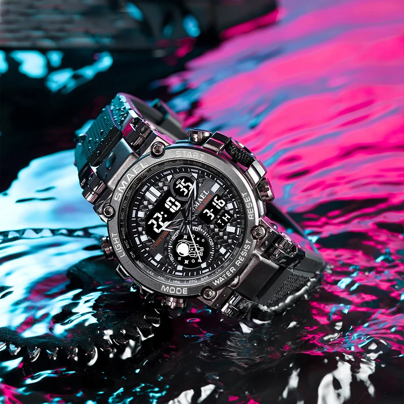 2023 Classic Brand Men for Sports Watch Dual Display Analog Digital LED Electronic Quartz Watches Waterproof Swimming Military