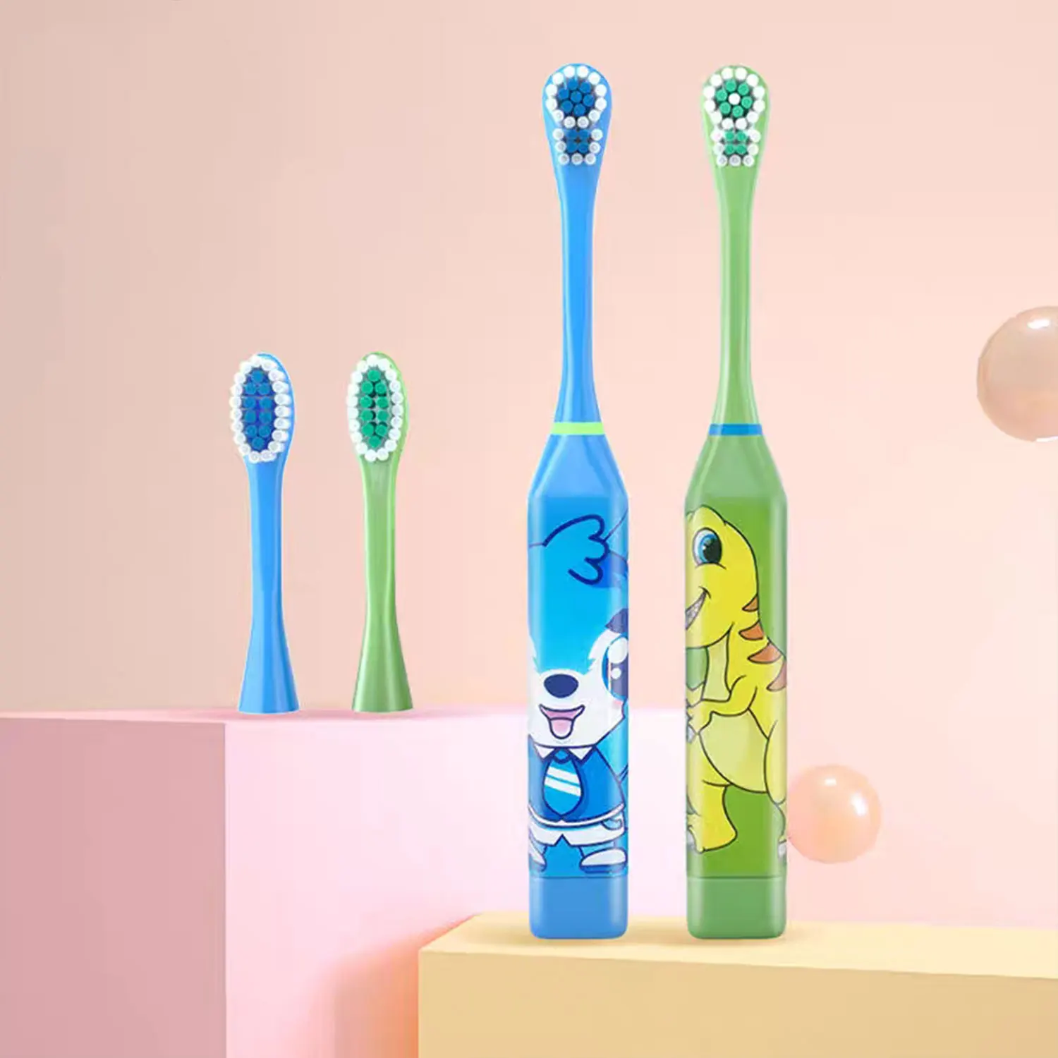 3pcs Automatic Ultrasonic Electric Toothbrush Creative Cartoon Pattern Electric Toothbrush Toiletries for 3-12 Children