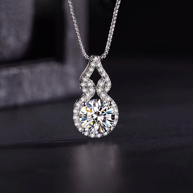 OXTAO D 컬러 Moissanite 인피니티 펜던트 목걸이 여성 진짜  약혼 럭셔리 조롱박 모양 쥬얼리
