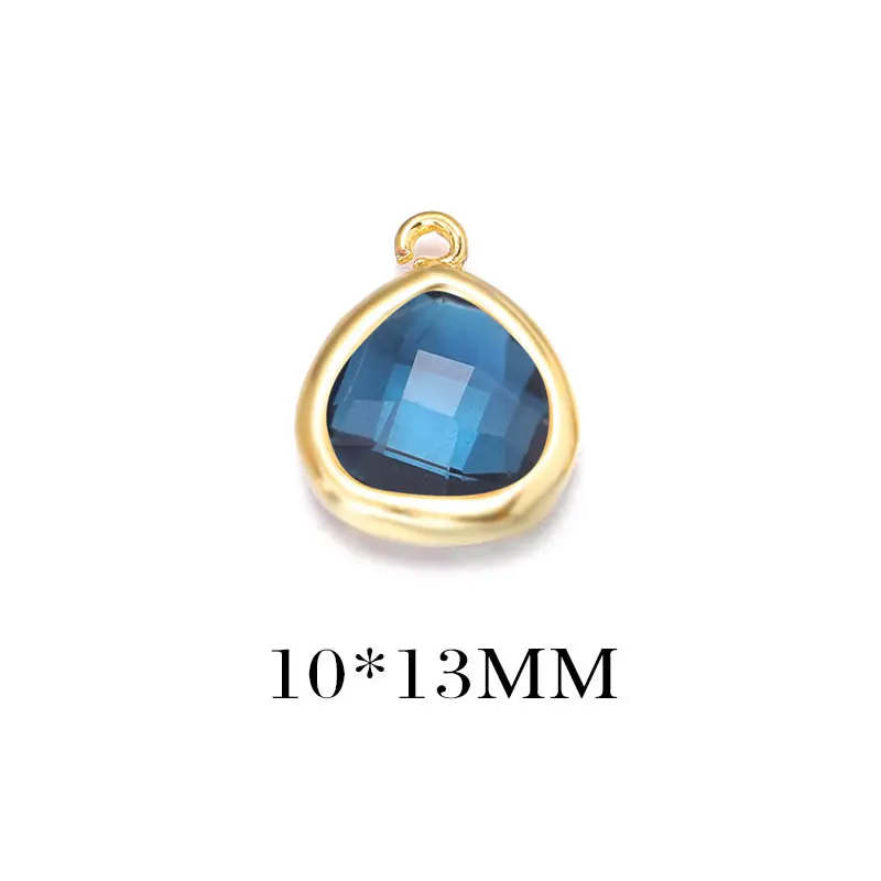 Colgantes de Encanto de Triángulo de Vidrio y Metal de Alta Calidad Accesorios de Joyería de Colorido Bronce Dorado Champán 4PCS 8x11MM 10x13MM - details 5