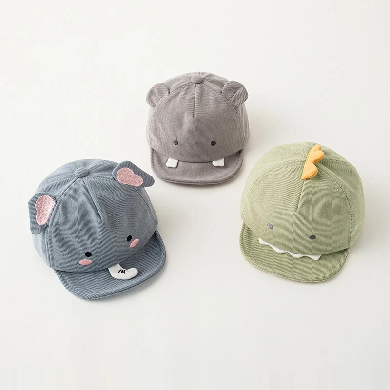 Cute Animal Baby Baseball Hat Cartoon Dinosaur Rabbit Infant Peaked Cap Solid Color Kawaii Soft Brim Kids Sun Hats