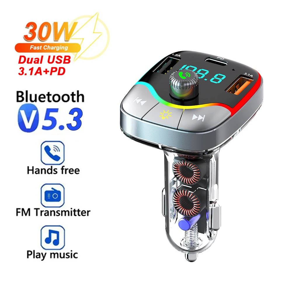 Car FM Transmitter Hands-Free Bluetooth-compaitable Car Audio