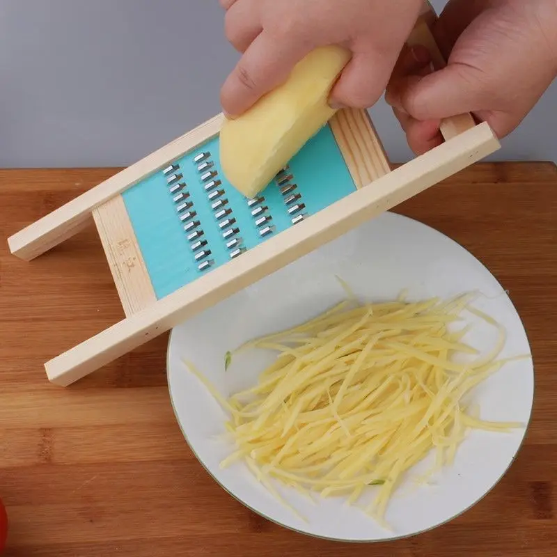 Description Picture 3 of itemWooden Potato Grater Cucumber Vegetable Slicer Salad Kitchen Shredder Cheese Carrot Chopper Potato Peeler French Fry Cutter