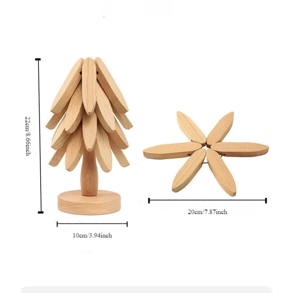 Multifunctional Foldable Wooden Trivets Anti Scald Non-slip Insulation Pads Household Christmas Tree Coaster Kitchen