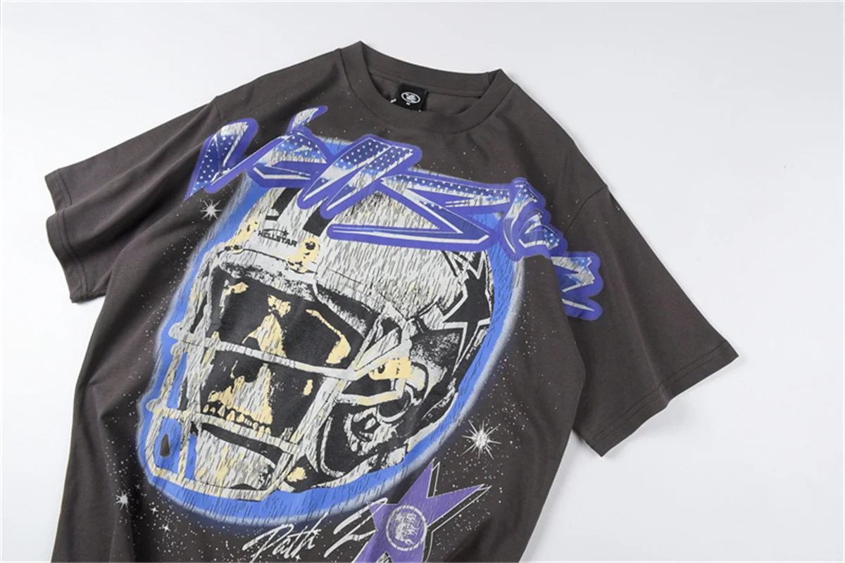 

Skull Crack Printed Hellstar T-shirt Men Women High Quality Trend Short Sleeve T Shirt Streetwear Top Tee
