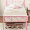 Platform Bed Frame with Headborad&Footboard,12.2 inches,No Box Spring Needed,Simple Assembly,Furniture(Pink,Twin) 6