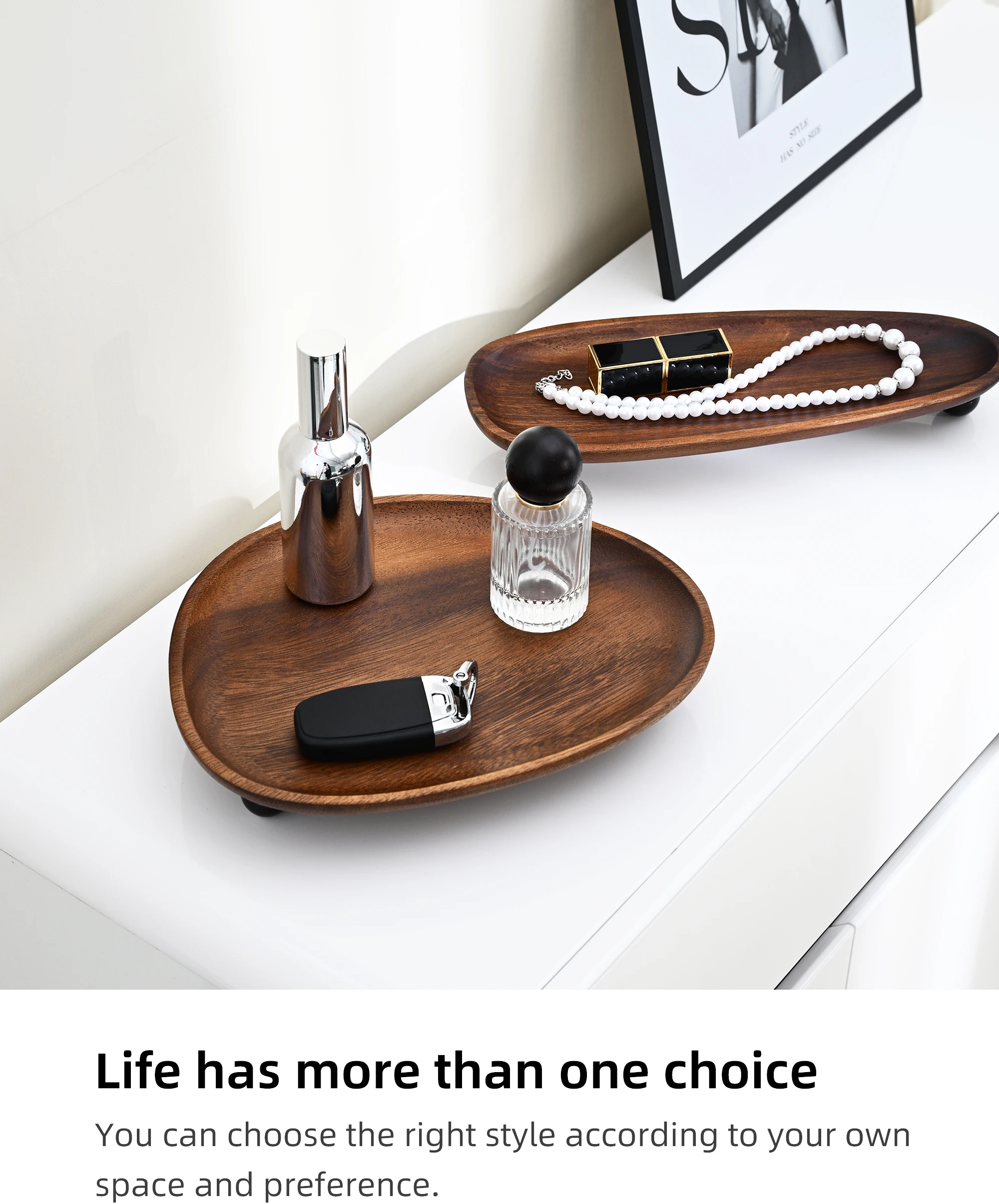 Irregular Shape Wooden Tray - Desktop Decoration, Tray for Jewelry Supplies, Storage Organizer