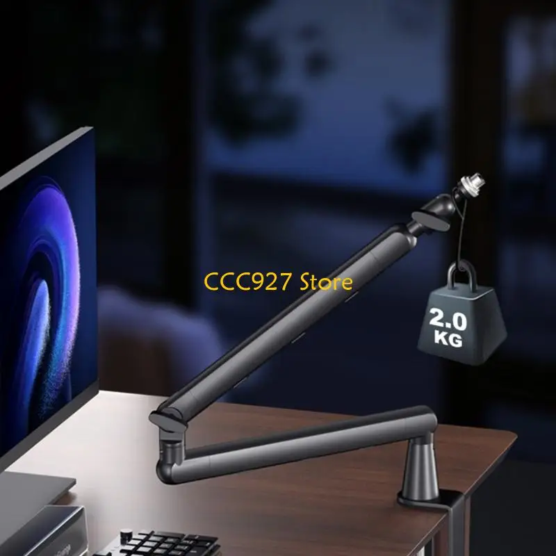 B03F Adjustable Low Profile Desk Microphones Boom Arm Stand for Various Mics Including Blue Yet Models