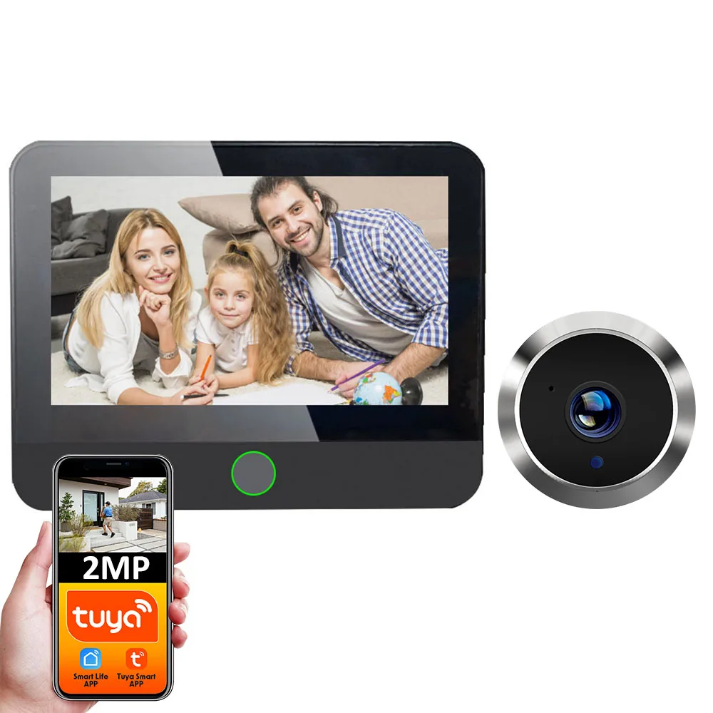 Mini 1080P Tuya Smart Life Home Digital Doorbell Viewer Peepholes Door Camera Eye WiFi IR Night Vision with 4.3 Inch Monitor