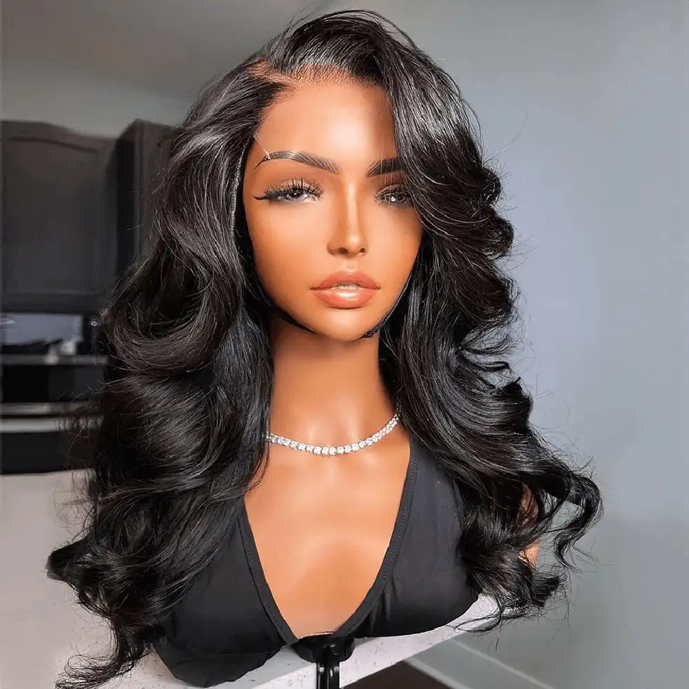 Pre Plucked HD Transparent Lace Front Wig Human Hair 13x4 Lace Frontal Wig Brazilian Body Wave 180% Density Remy Human Hair Wigs 1