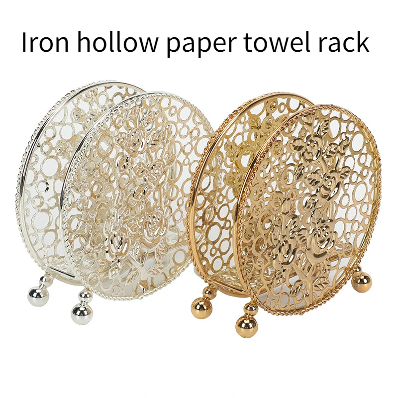 

Vertical Iron Paper Napkin Holder Desktop Round Hollow Restaurant Storage Napkin Storage