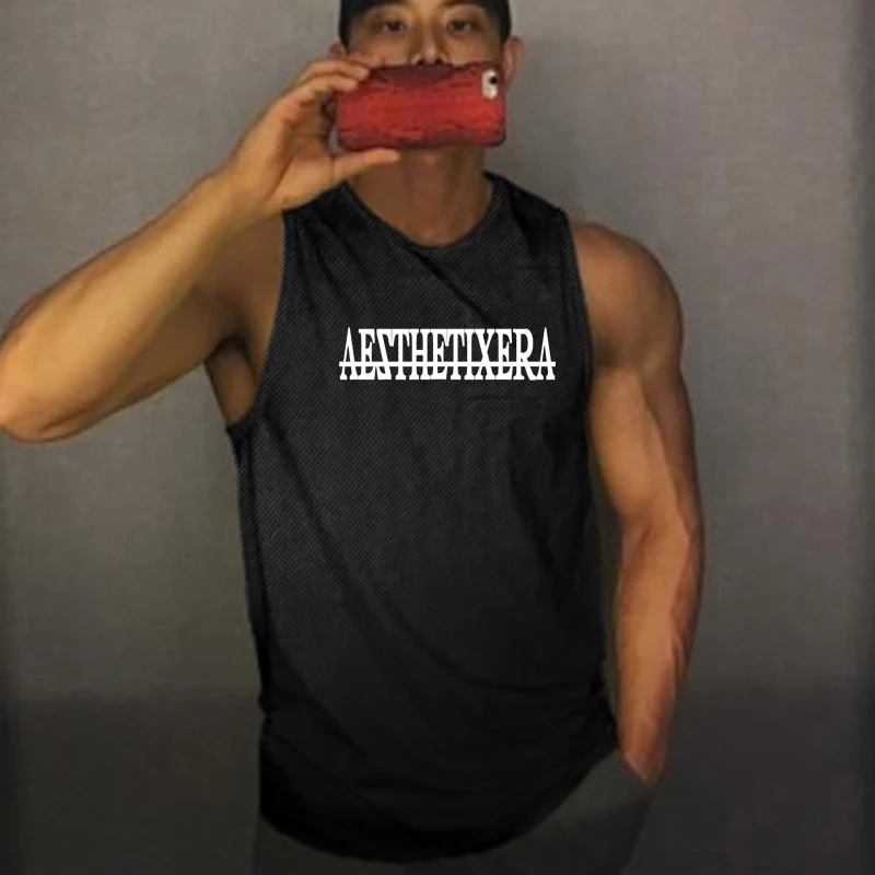 

Men's Sports Gym Mesh Workout Casual Tank Top Clothing Bodybuilding Fashion Vest Muscle Fitness Singlet Sleeveless Shirt Men