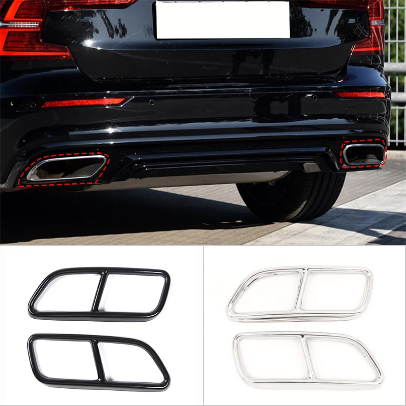 

Stainless Steel Tail Throat Pipe Modified Cover Trim For Volvo XC90 S60 V60 2014-2019 Car Exhaust Tail Pipes Decoration Frame