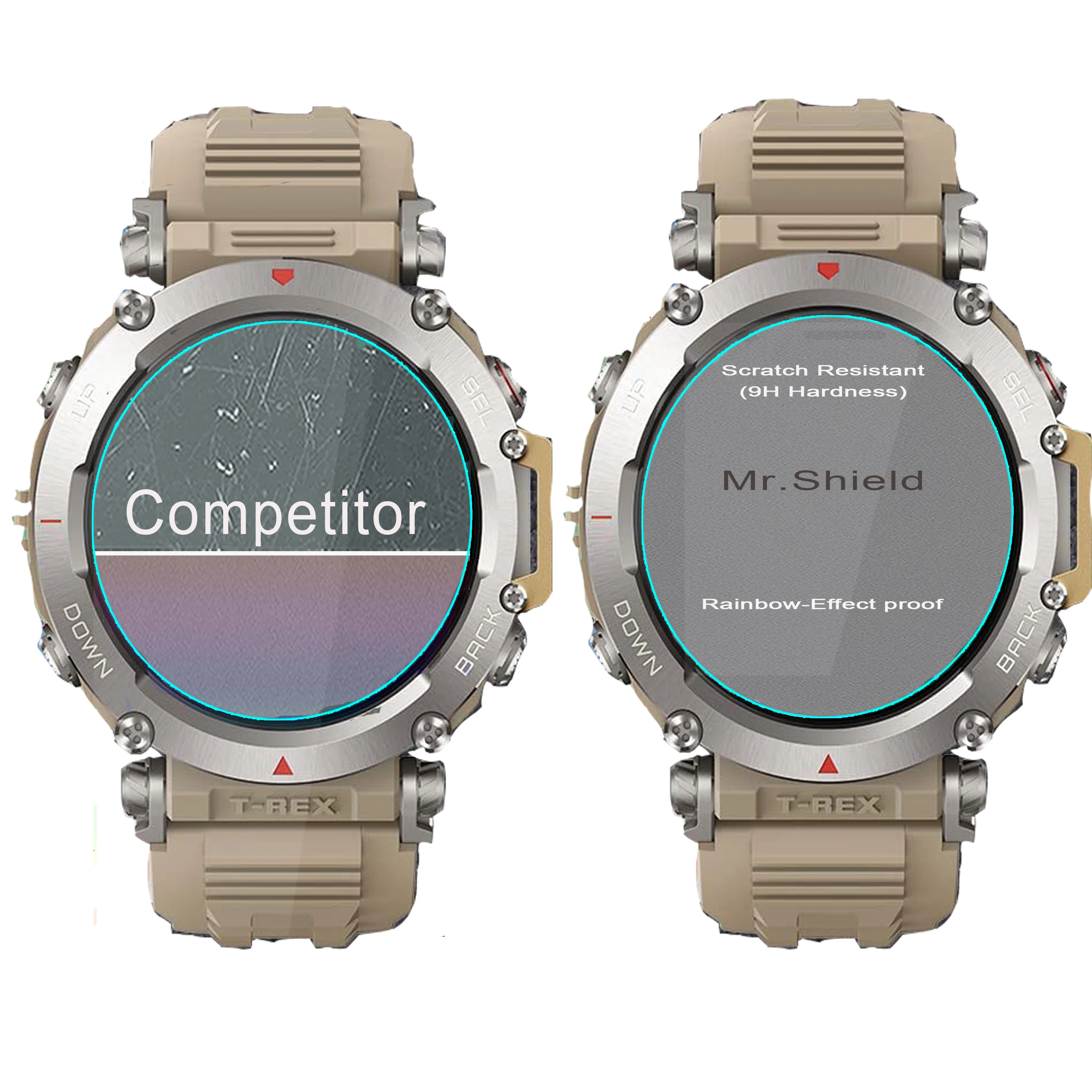 Mr.Shield Amazfit T-Rex Ultra/Amazfit T-Rex 2  ȭ ȣ, ȭ , 9H 浵 Ϻ , 3 