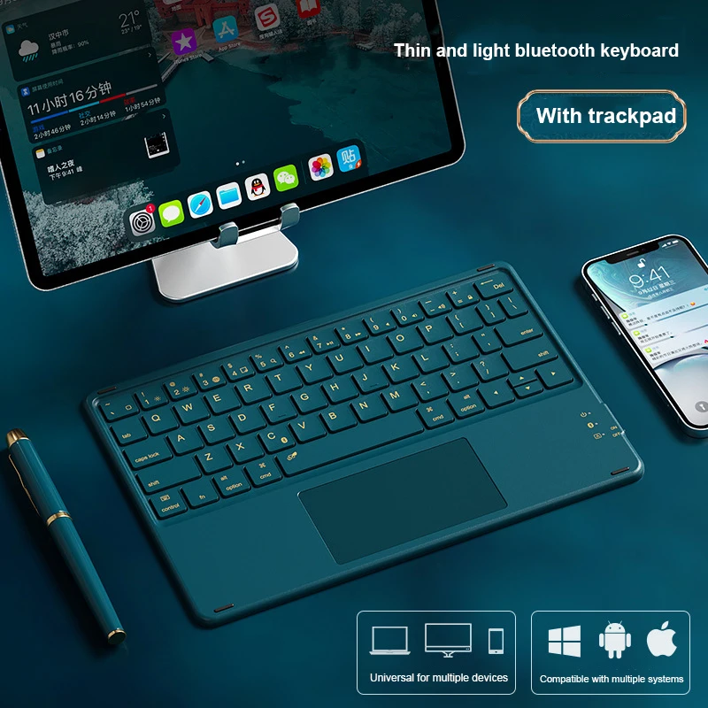 Teclado sem Fio Bluetooth Touch Tablet Android Ios Windows pc Gamer Ipad Mouse ar para Xiaomi