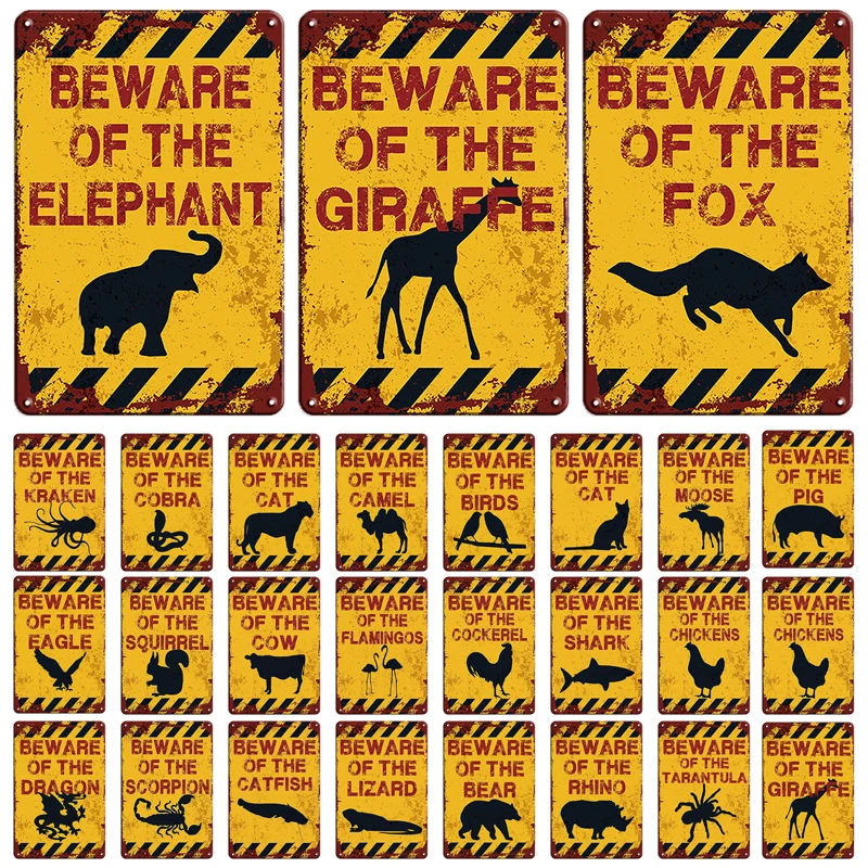 

Warning Danger Metal Signs Beware Of Animals Cat Poster Vintage Wall Plaque Metal Plate Pub Bar House Painting Man Cave Decor