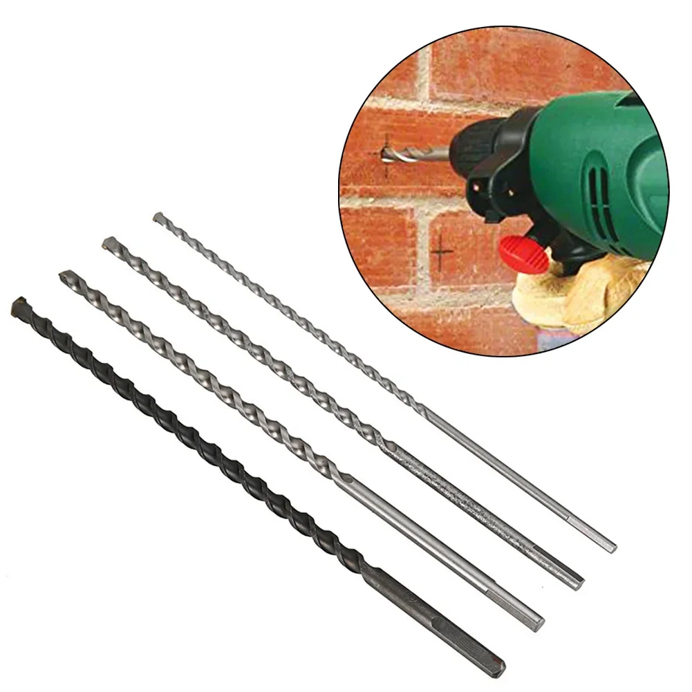 1pc 6/8/10/12mm Impact Drill Bit Triangle Shank Tungsten Carbide Tip 300/350mm Extra Long Twist Drill Bits For Masonry Concrete