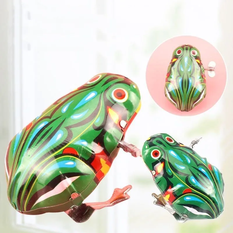 

Kids Classic Nostalgic Tin Wind Up Clockwork Toys Jumping Frog Mouse Rabbit Cock Vintage Toy Action Figures Toy for Children