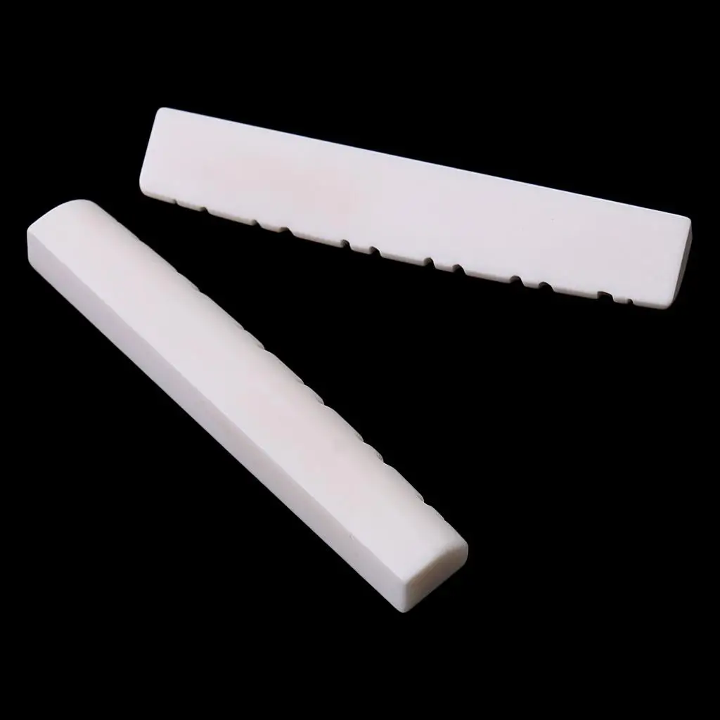 Slotted Saddle String Nut Bone for 12-String Guitar Accessory 2 Pieces