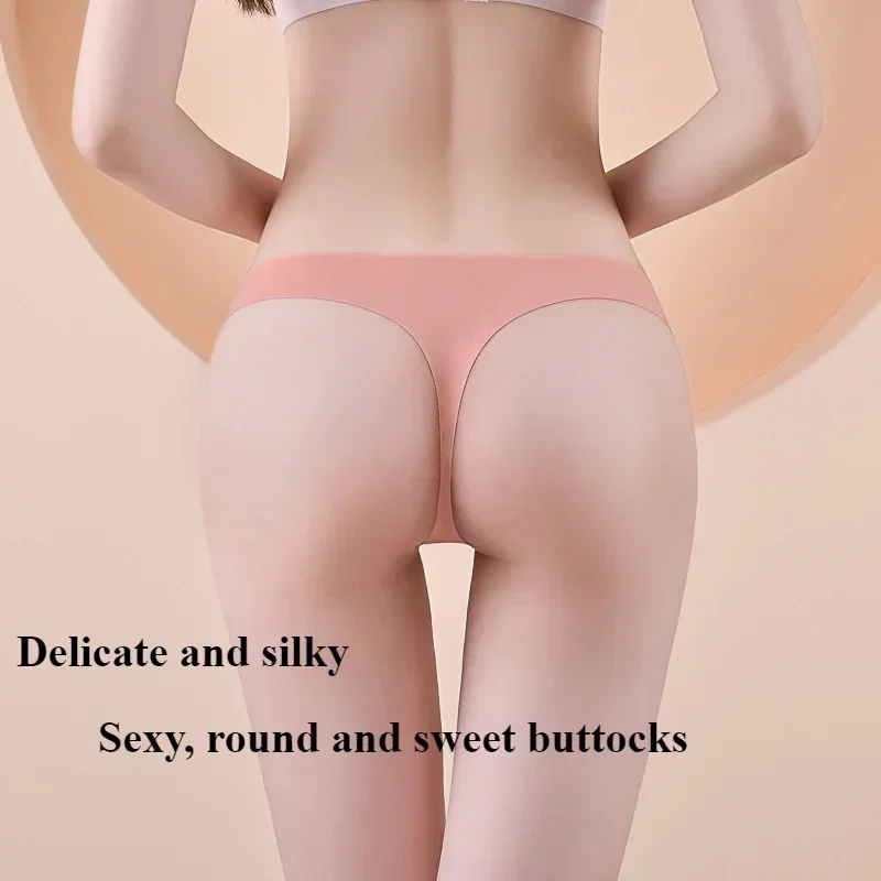 Women's Panties Seamless V-Cut Underwear Breathable Lingerie Soft Silk Satin Woman Briefs Sport Comfort Underpants S-XXL