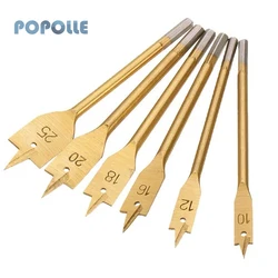 Perceuse à tige hexagonale à trois points pour le travail du bois, outil d'ouverture pour le travail du bois, plaqué titane, 10 25mm, 6 pièces/ensemble 