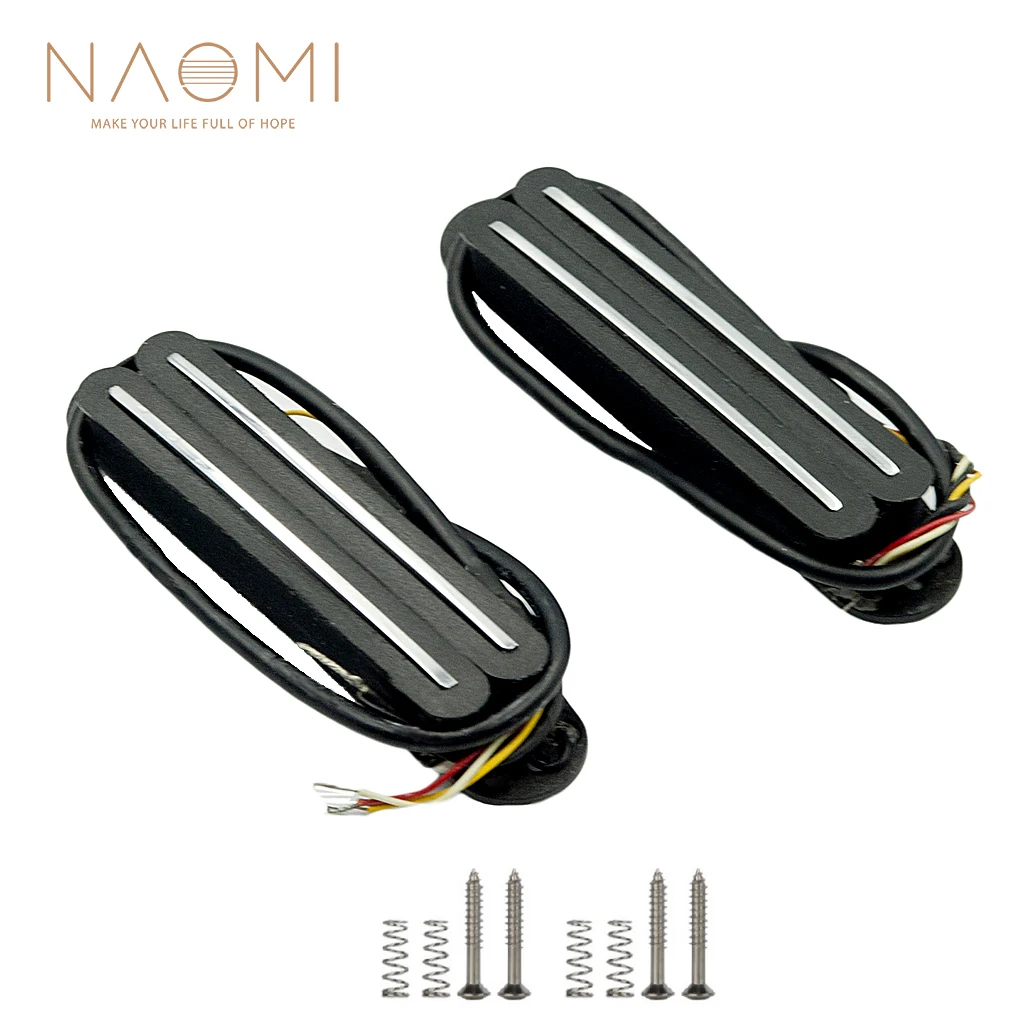 

NAOMI 2PCS Dual Rail Humbucker Pickup For Electric Guitar Dual Hot Rail Blaster Coil Humbucker Pickup Black Color New