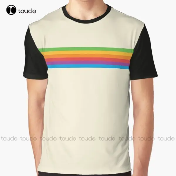 

Retro Apple Rainbow Graphic T-Shirt Custom Aldult Teen Unisex Digital Printing Tee Shirts Funny Art Streetwear Cartoon Tee