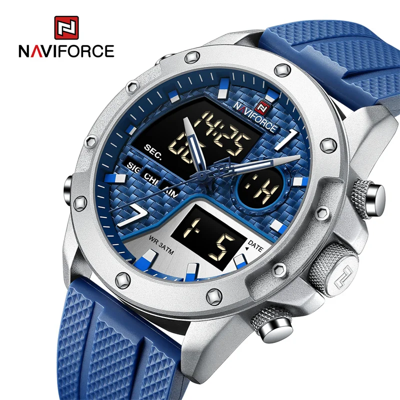 

NAVIFORCE Men's Watches Top Luxury Brand 3ATM Waterproof Digital Sport Date and Week Quartz Wristwatches Relogio Masculino 2024