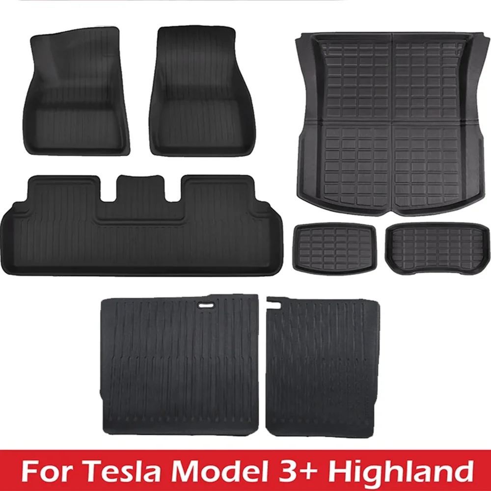 Fit Floor Mats for Tesla Refreshed Model 3 Highland New Generation All-Weather Carpet Cover Waterproof XPE Material
