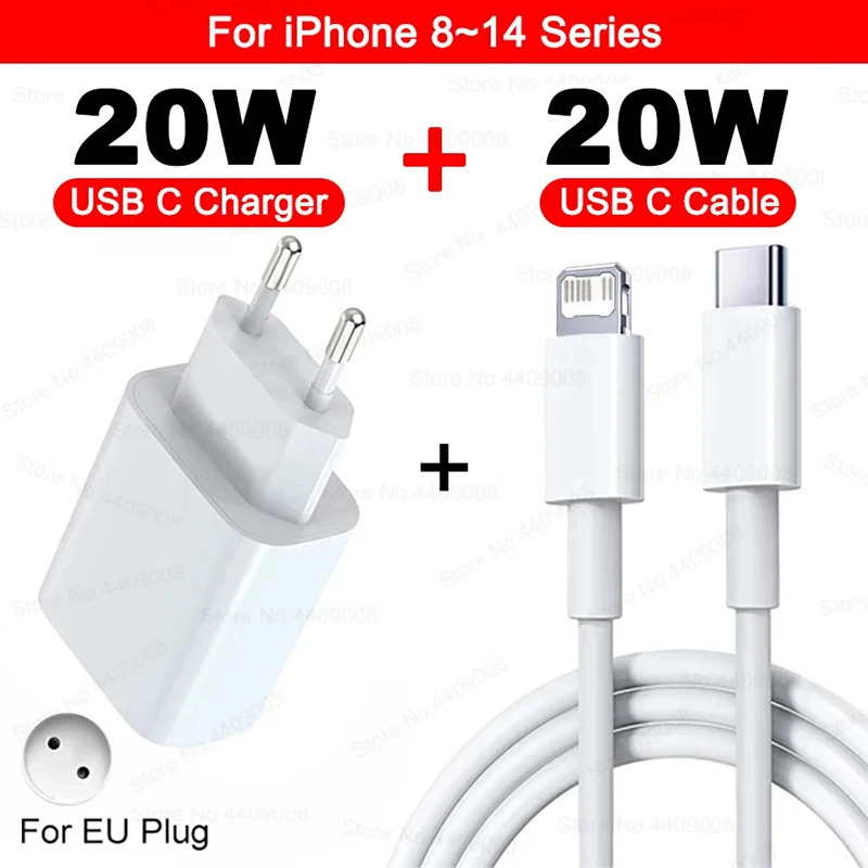 ตัวเลือกสินค้า เครื่องชาร์จ USB-C 20W ชาร์จเร็ว PD สำหรับ iPhone 13/14/15 Pro Max