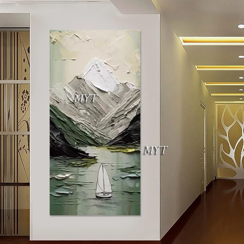 

Акриловые современные парусные лодки с тяжелой текстурой масляной живописи, большое искусство на холсте, гостиничные настенные картины, домашний декор, оптовая продажа