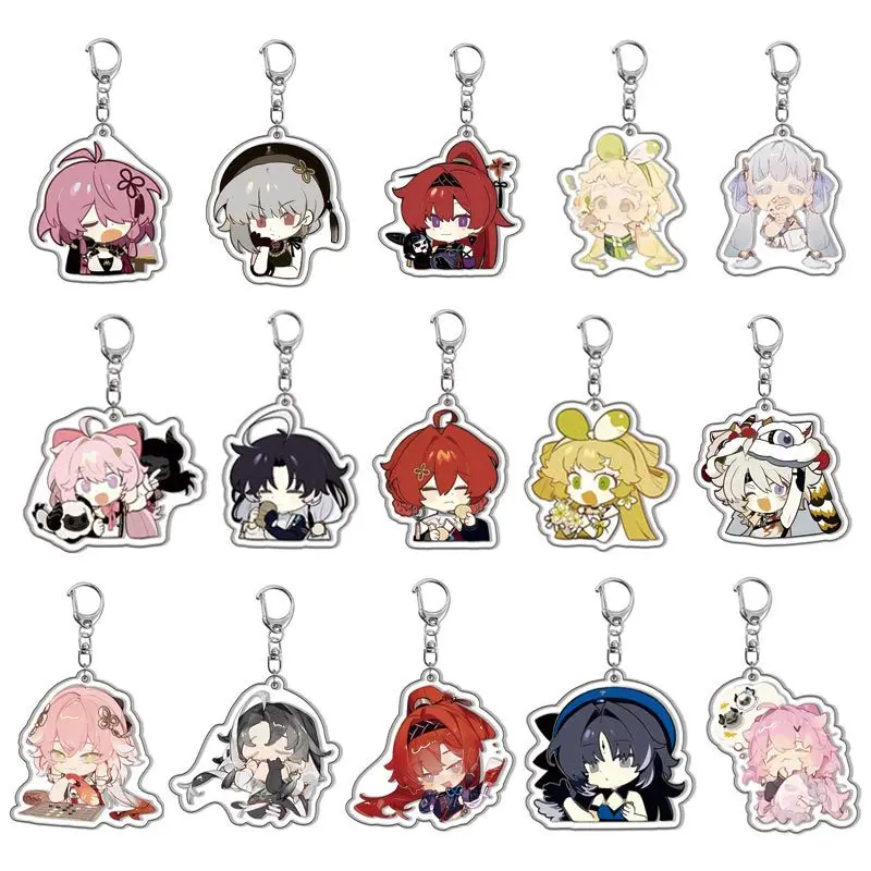 

Wuthering волны Q версия аниме брелок женский Lingyang акриловый брелок для ключей мужской Jianxin кольцо для ключей Kawaii подвесные аксессуары для сумок