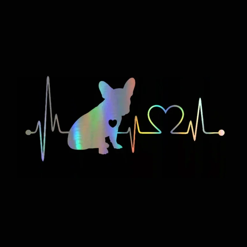 

Car Sticker 3D French Bulldog Heartbeat Bumper Sticker on Car Funny Stickers and Decals Vinyl Decor Car Styling,18CM*8CM