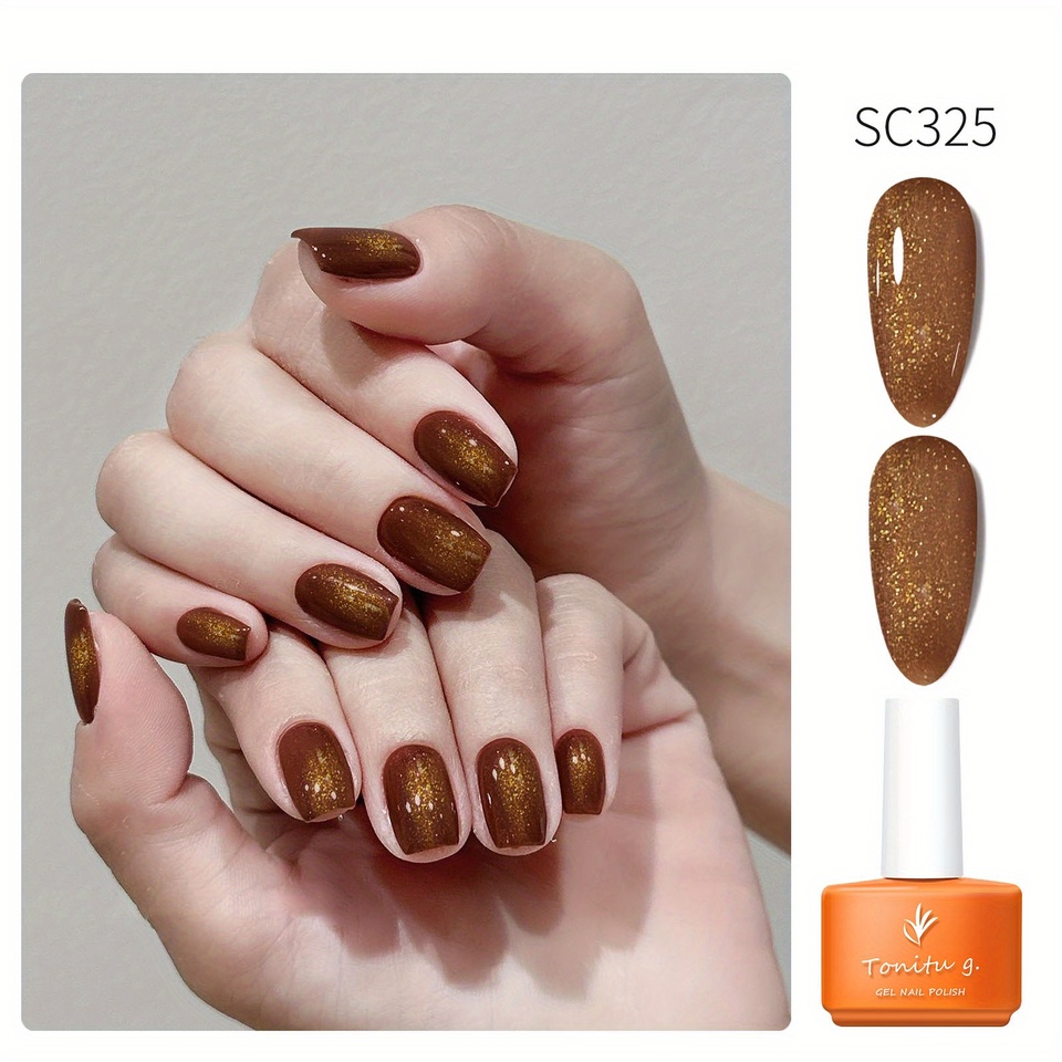 7ml Glitter Sequins silver shimmer brown Gel Nail Polish Sequins Semi permanent Varnish Soak Off UV/LED Glossy For Nails Art