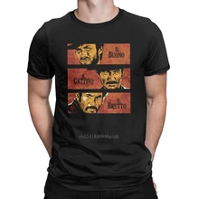 

The Good The Bad And The Ugly T Shirts for Men Pure Cotton Vintage T-Shirt Crew Neck Clint Eastwood Cowboy Tees Clothes Summer
