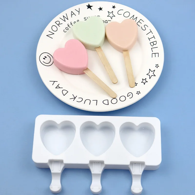 3 Cavity Love Cat's Claw Ice Cream Mould Food Grade Silicone Heart-Shaped DIY Chocolate Baking Pudding Mold Kitchen Accessories