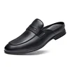 Luxury Designer Mens Half Drag Shoes For Men Casual Leather Fashion Half Shoes Mules Man Slides Loafers Slippers Male Summer 1