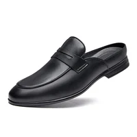 Luxury Designer Mens Half Drag Shoes For Men Casual Leather Fashion Half Shoes Mules Man Slides Loafers Slippers Male Summer 1