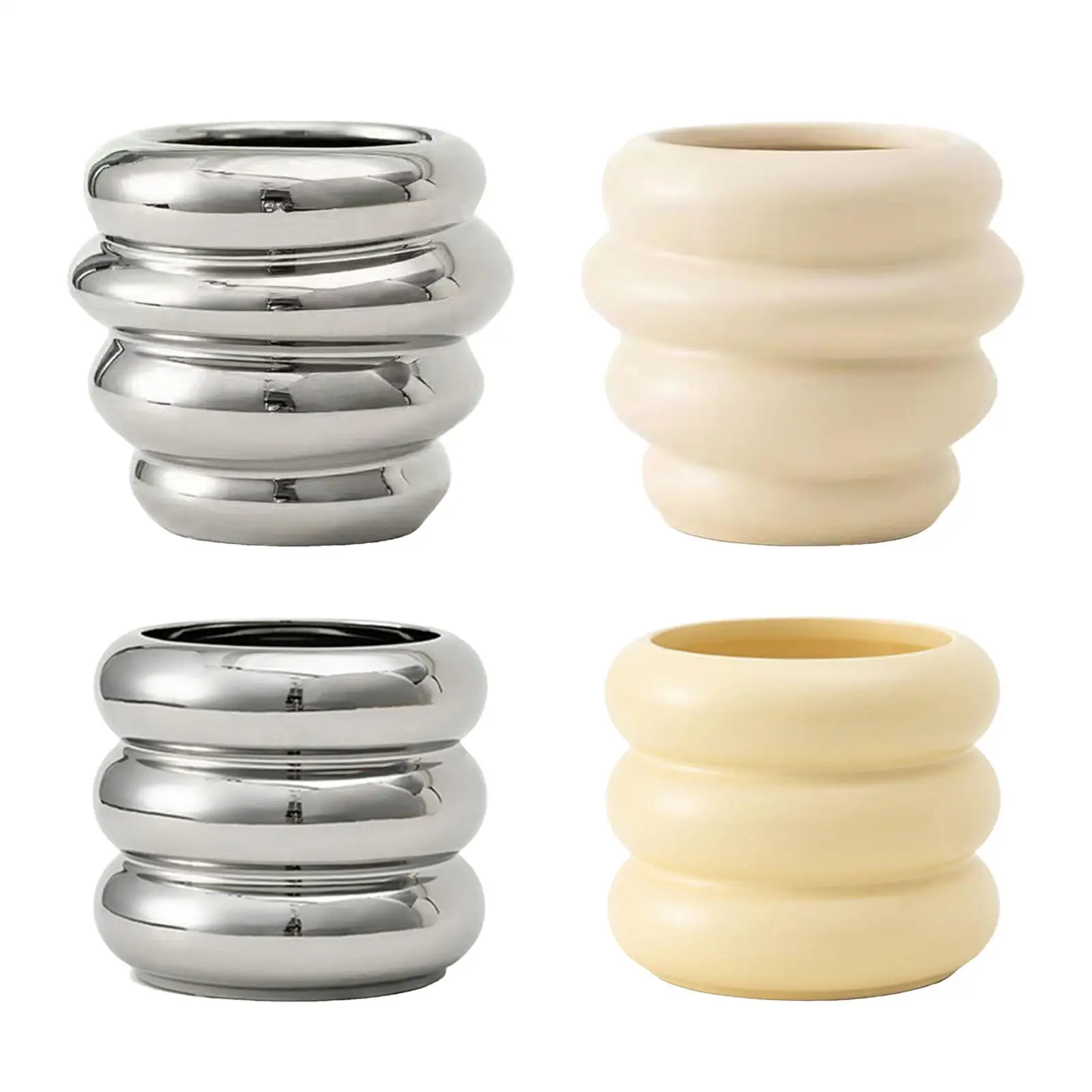 Ceramic Flower Vase Plants Holder Planter Decors Cosmetics Lipstick Bud Vase Flower Pot Makeup Brush Holder for Bathroom Dresser