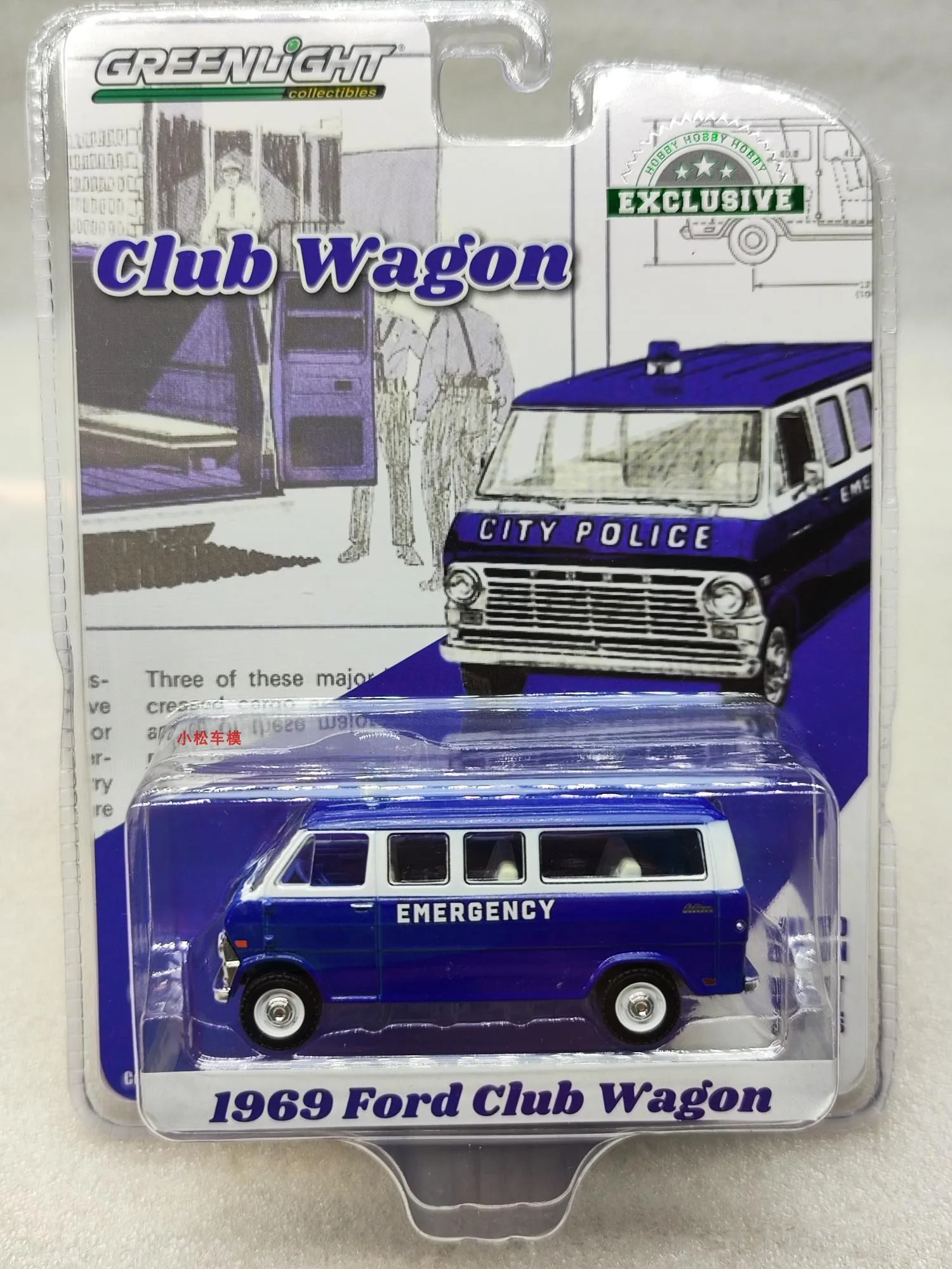 1:64 1969 Ford Club Wagon Bread Police Car Diecast Metal Alloy Model Car Toys For Gift Collection