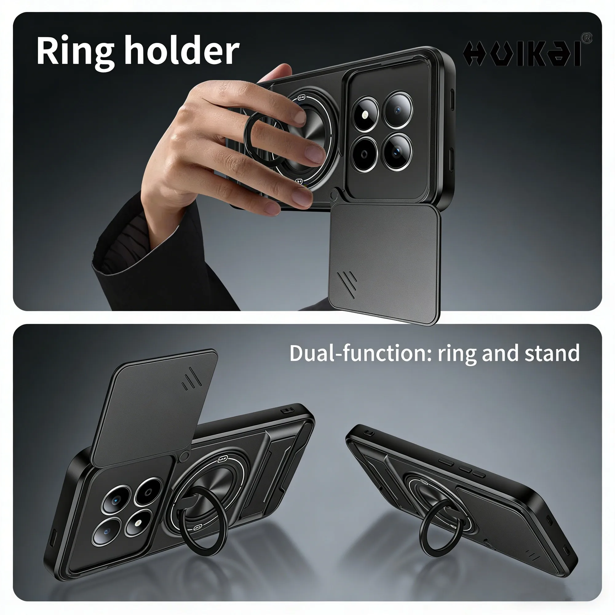 Shockproof Armor Kickstand Cover with Slide Camera Protector