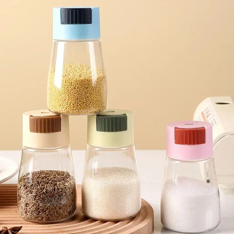Kitchen Salt and Pepper Shakers Precise Quantitative Push Type Seasoning Shaker Press Type Salt Dispenser Spice Dispenser Sealed salt shaker salt pepper shakers