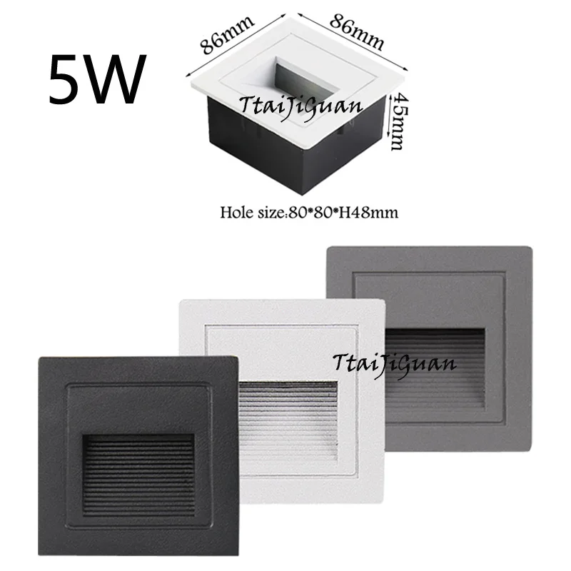 58MM/86MM LED Wall Lamp 3W 5W Aluminum Stair light Recessed LED Step Lamp Pathway Wall Corner Lamps AC110V 220V Light DC12V